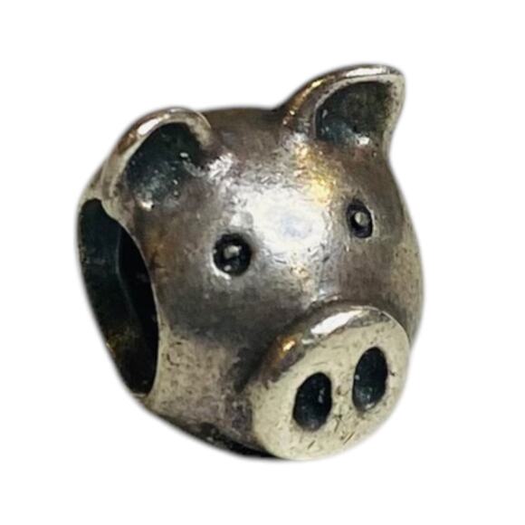 Pandora Sterling Silver Pig Charm Bead Animal Farm Cute 8mm - Picture 2 of 5
